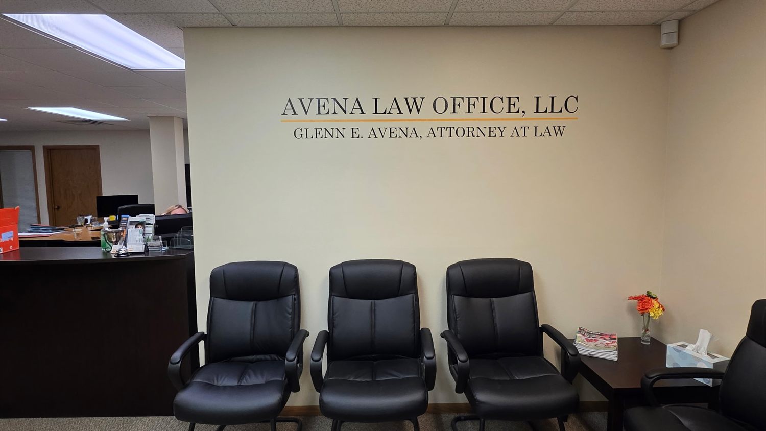 The reception area at Avena Law Office, Madison