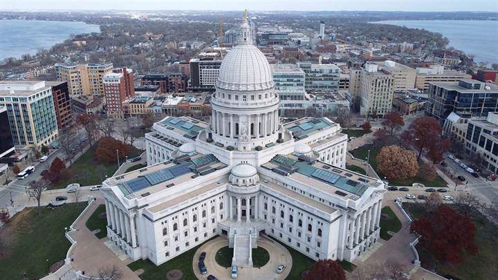 The Wisconsin State Capitol from the air, Madison