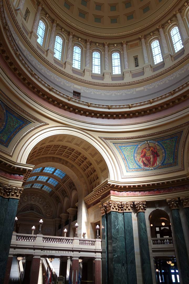 The dome above the Wisconsin State Capitol rotunda, Madison