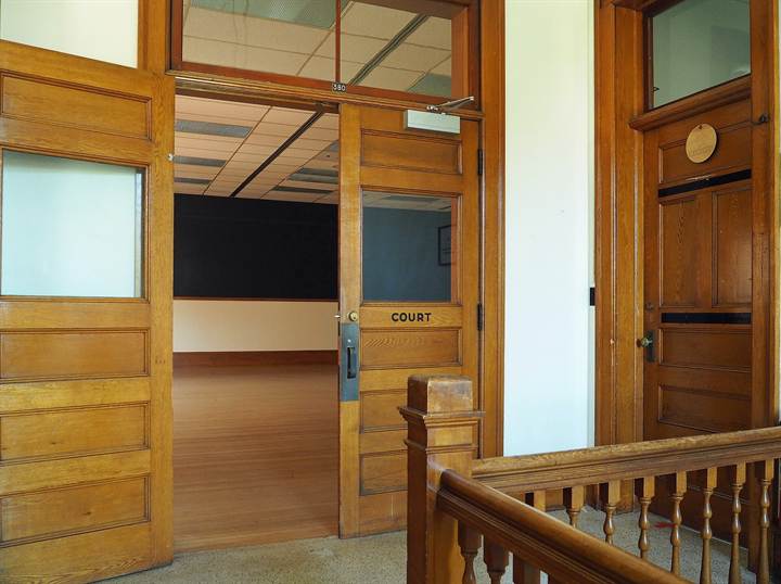 A Wisconsin county courthouse courtroom