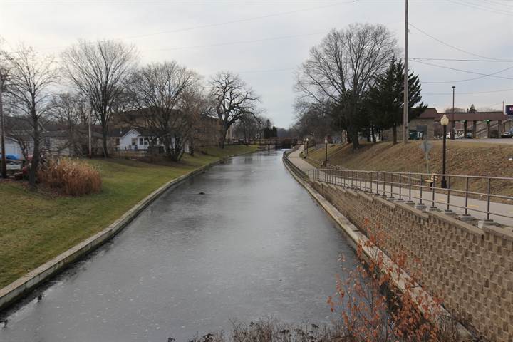 The Portage Canal in downtown Portage, Wisconsin